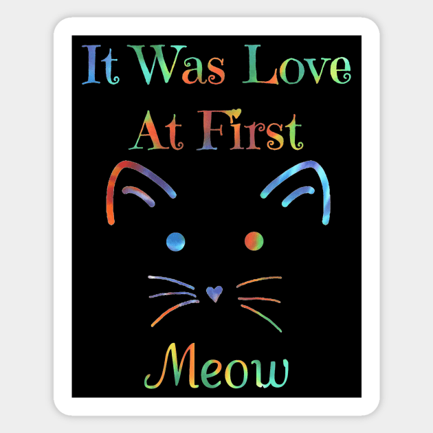 It Was Love At First Meow Sticker by ARTWORKandBEYOND